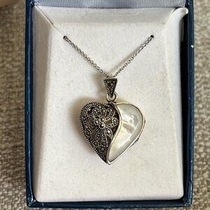 Sterling Silver MOP Heart Shaped Locket